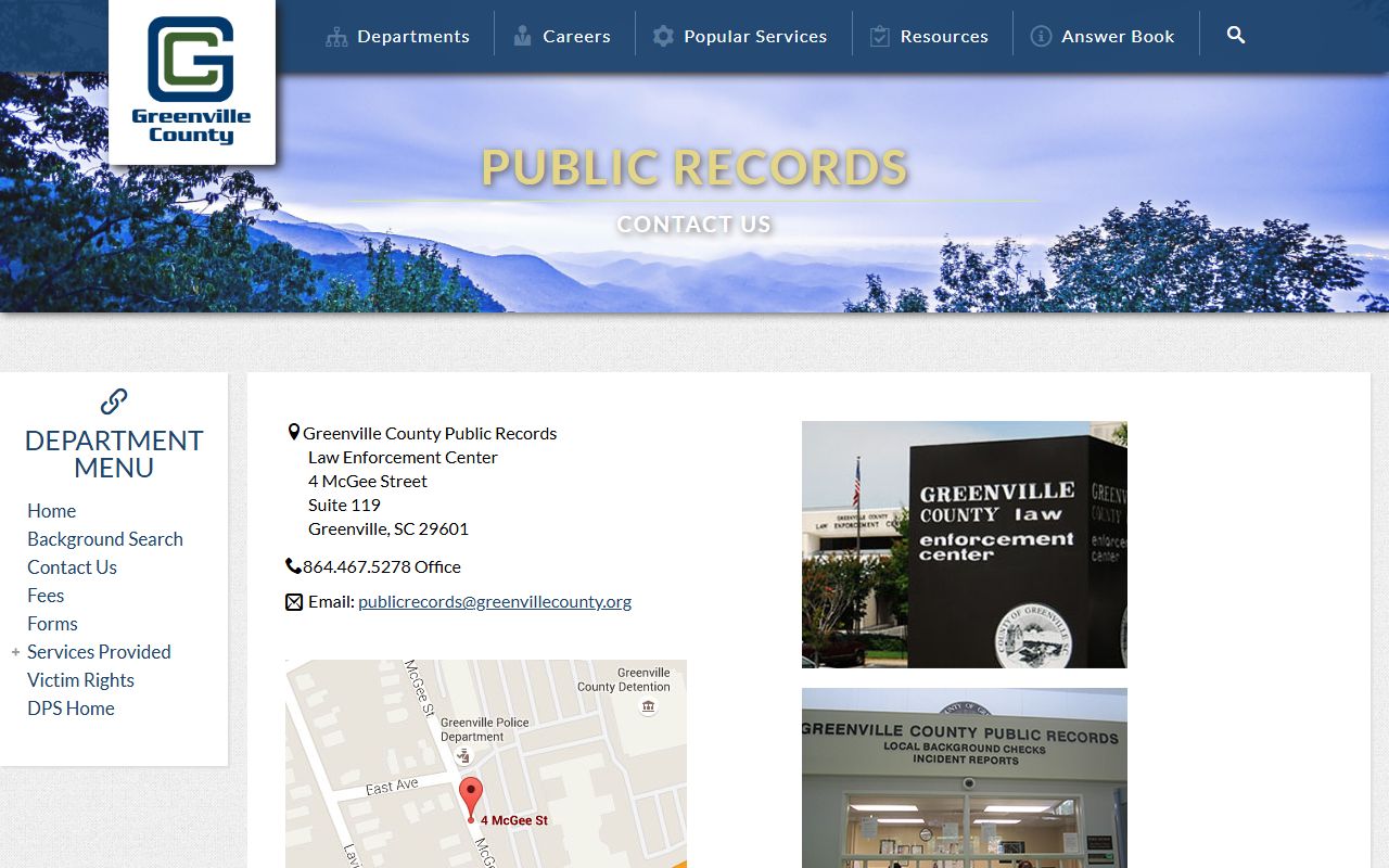Greenville County arrest records Public Records contact channel