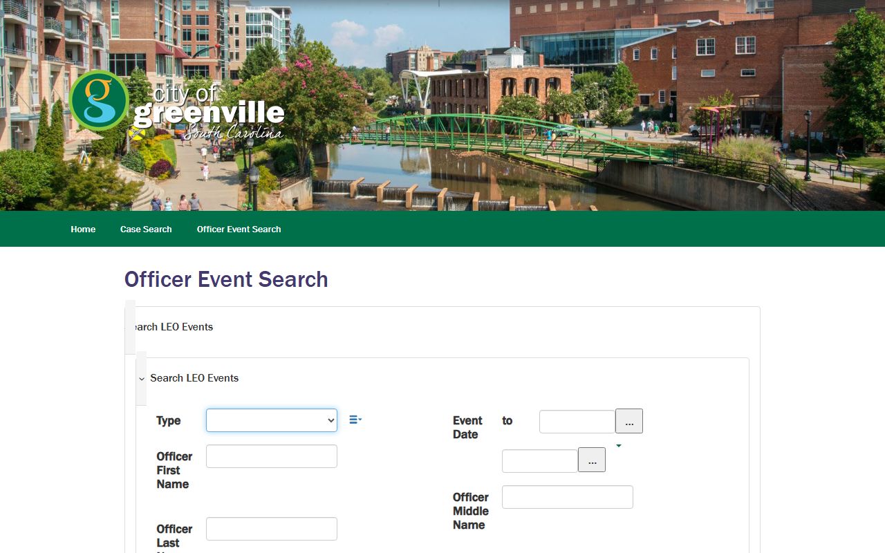 Greenville County court dockets municipal officer event search
