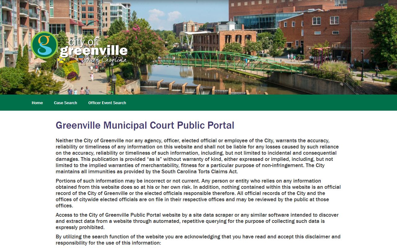 Greenville County court dockets municipal portal home