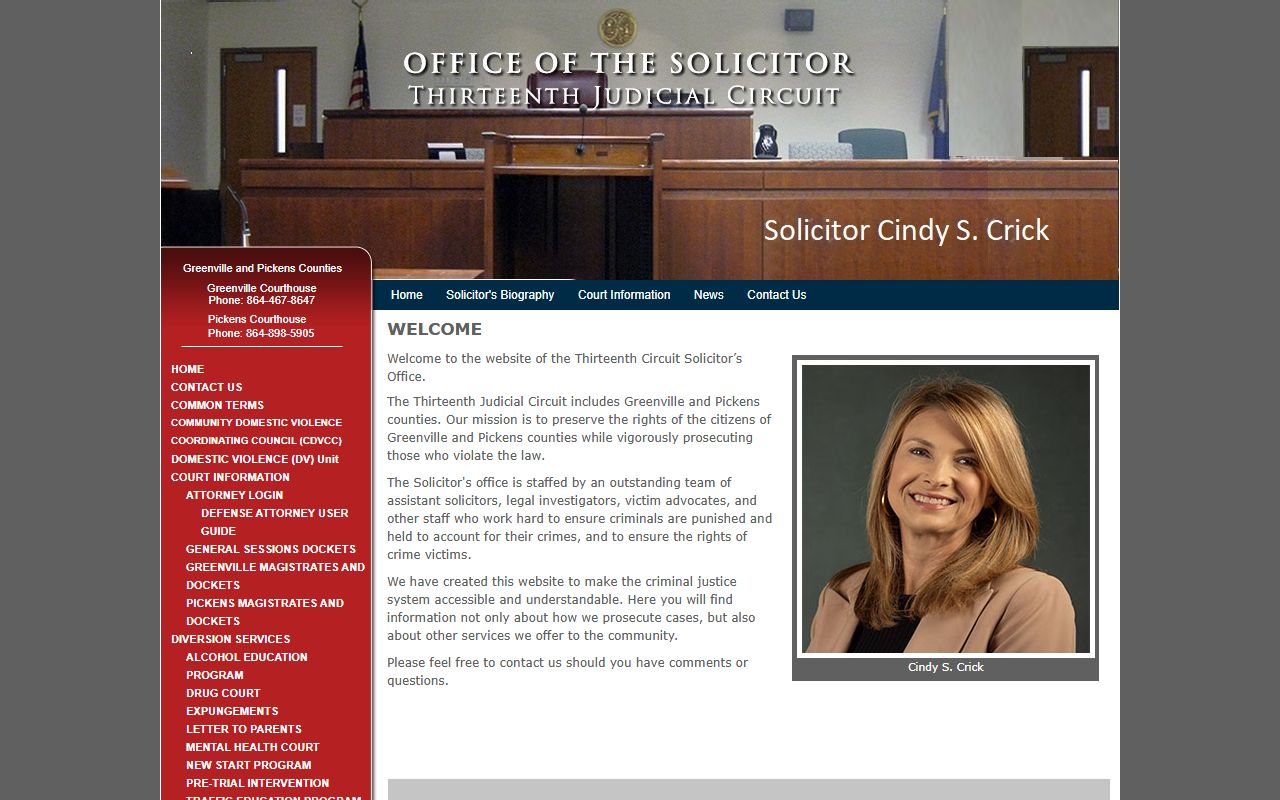 Greenville County court dockets through the Thirteenth Circuit Solicitor
