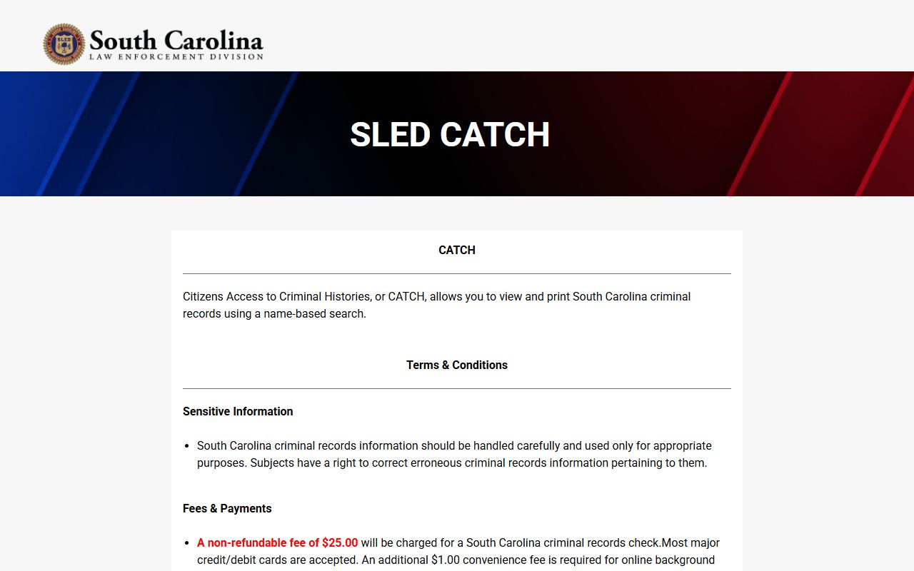 Greenville County criminal court records SLED CATCH portal