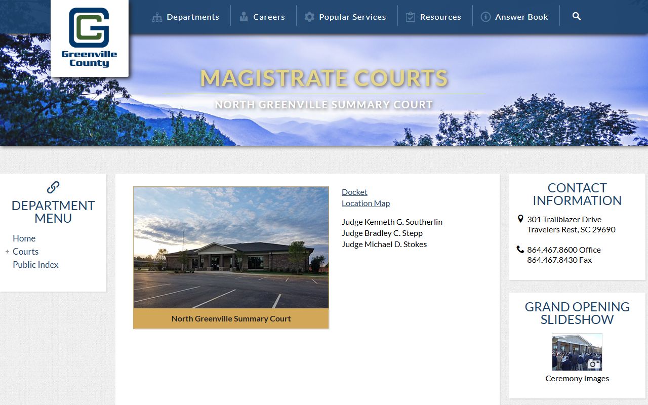 Greenville County Circuit Court records and North Greenville Summary Court