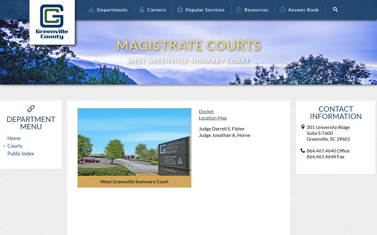 Greenville County Circuit Court records and West Greenville Summary Court