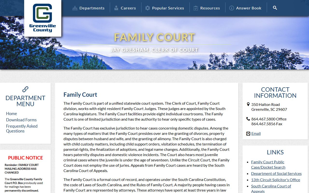 Greenville County court records Family Court information