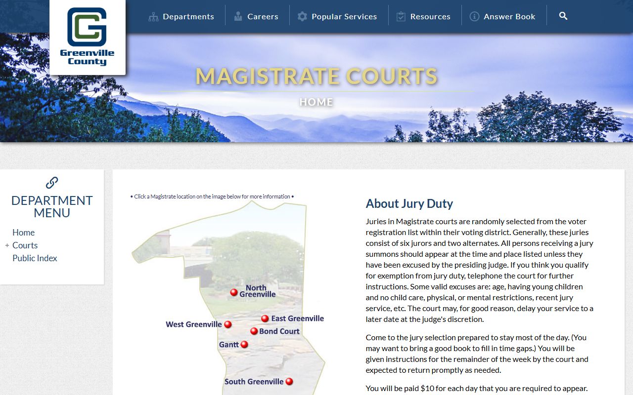 Greenville County court records magistrate courts overview