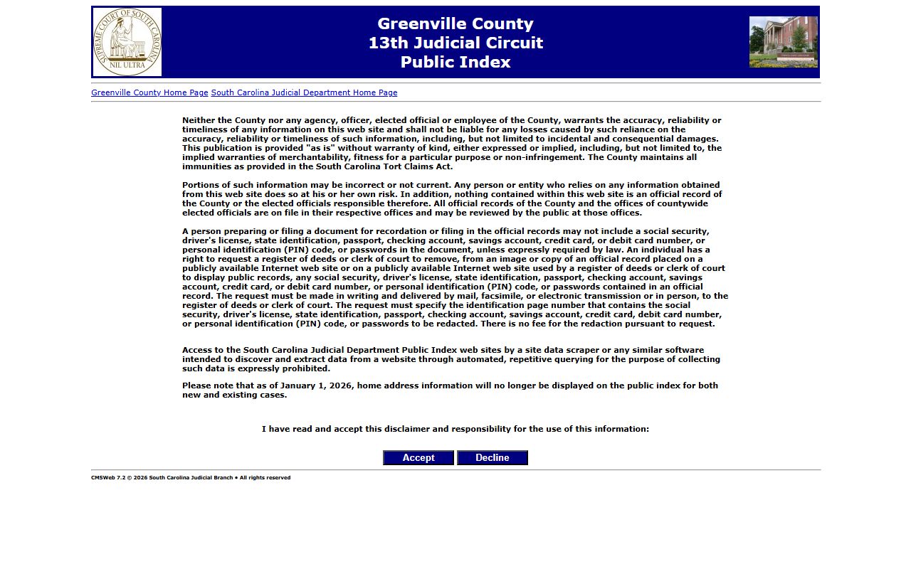 Greenville County court records public index search