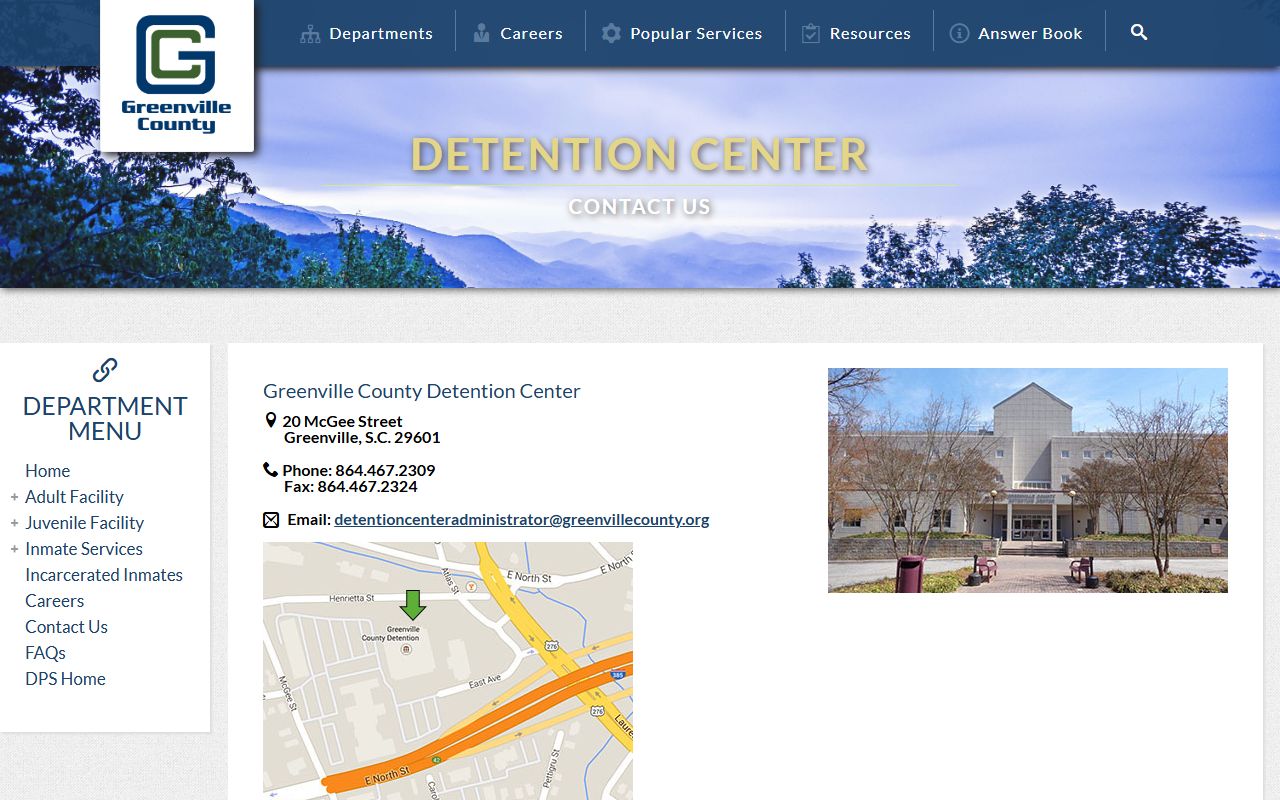 Greenville County inmate search Detention Center contact information