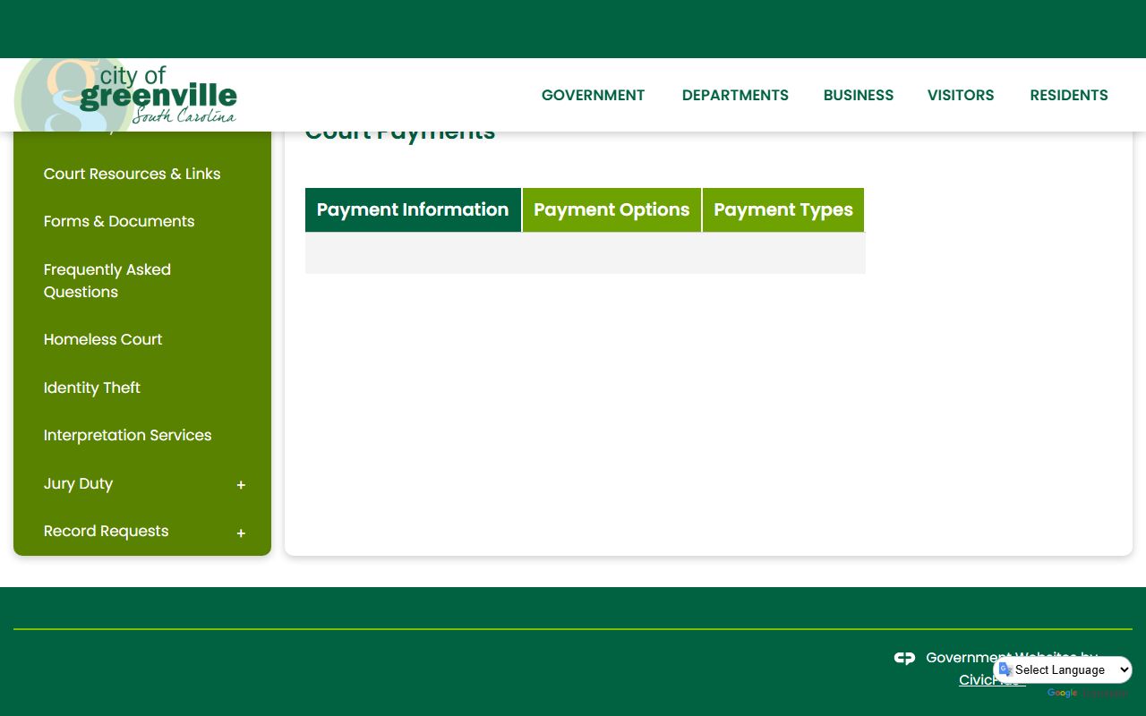 Greenville County traffic court records payment information