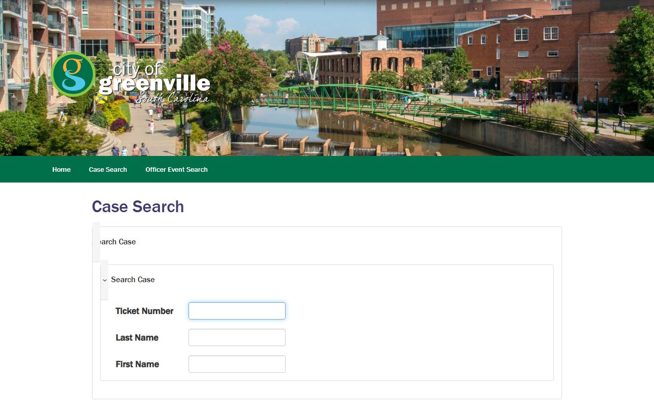 Greenville County traffic court records case search fields