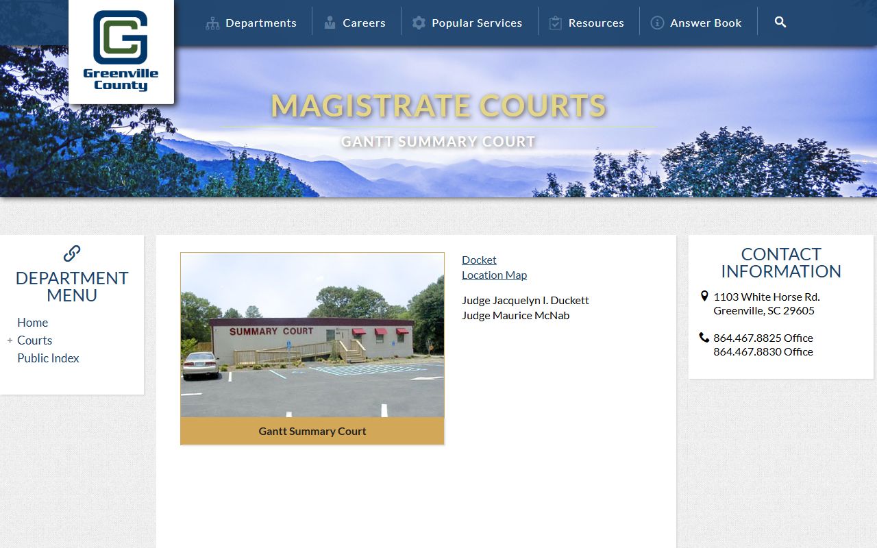Greenville County warrant records Gantt Summary Court channel